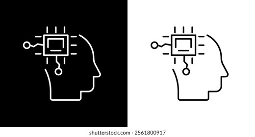 Artificial intelligence icon. Artificial technology. Computer. Internet. Sophistication. Black icon. Silhouette