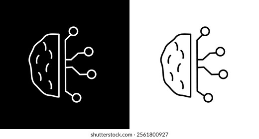 Artificial intelligence icon. Artificial technology. Computer. Internet. Sophistication. Black icon. Silhouette
