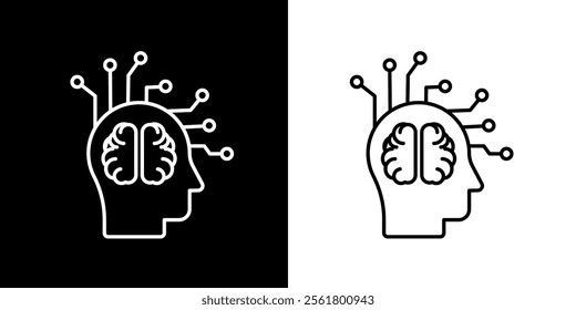 Artificial intelligence icon. Artificial technology. Computer. Internet. Sophistication. Black icon. Silhouette