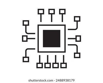 Icono de inteligencia artificial, tecnología relacionada con la inteligencia artificial, ordenadores y sistemas, Vector de chip de procesador de IA.