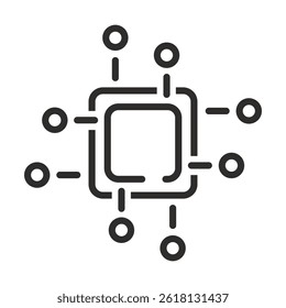 artificial intelligence icon, technology symbol, flat vector illustration on white background