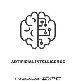 artificial intelligence icon. Thin line artificial intelligence icon from artificial intellegence collection. Outline vector isolated on white background.