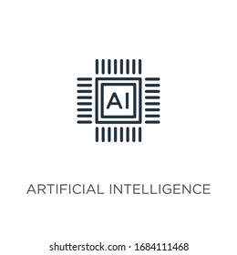 Artificial intelligence icon. Thin linear artificial intelligence outline icon isolated on white background from artificial intelligence collection. Line vector sign, symbol for web and mobile