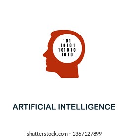 Artificial Intelligence icon in two color design. Red and black style elements from machine learning icons collection. Creative artificial intelligence icon. For web design, apps, software usage.
