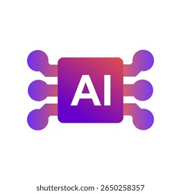 Artificial intelligence icon using gradation color, isolated on white background