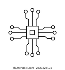 artificial intelligence icon vector AI artificial intelligence icon vector. Technology, brain, circuit, information.. Continuous one line with curl. Retinal access sign. Privacy secure symbol.,