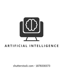 ilustración vectorial de icono de inteligencia artificial. diseño de glifos de iconos de inteligencia artificial.