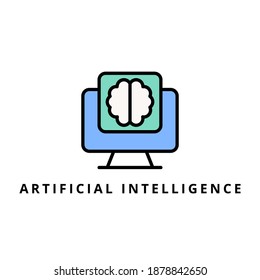 artificial intelligence icon vector illustration. artificial intelligence icon lineal color design.