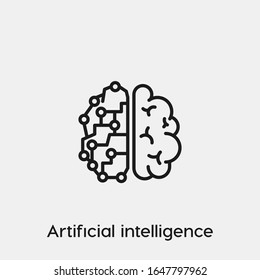 artificial intelligence icon vector. Linear style sign for mobile concept and web design. ai symbol illustration. Pixel vector graphics - Vector.