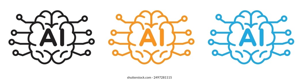 Artificial intelligence icon vector logo set collection for web app ui