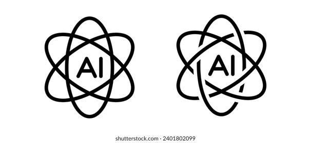 Artificial intelligence icon vector set. Digital atom symbol