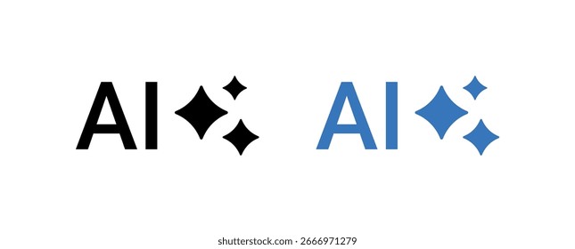 ícone de inteligência artificial vetor brilho estrela elemento limpo logotipo futurista moderno preto e azul ai letras design isolado no plano de fundo transparente cintilante brilhante minimamente clipart