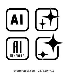 Artificial intelligence icons. AI icon set. Digital technology assistant for generation. Vector illustration
