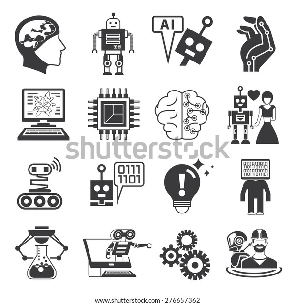 Artificial Intelligence Icons Ai Icons Robot Stock Vector (Royalty Free ...