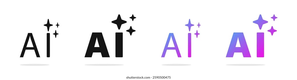 Artificial intelligence icons. AI symbol set.