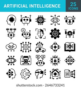 Artificial Intelligence icons for commercial use.