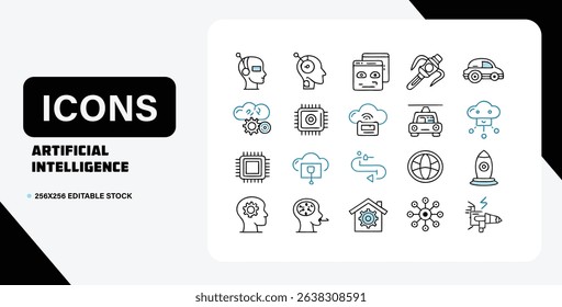 Artificial Intelligence Icons A Comprehensive Set of AI-Related Vector Graphics	