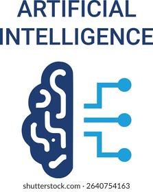 Artificial intelligence icons. Containing machine learning, data science, AI, virtual assistant, generative AI, technology, Turing test and more. Solid vector icons collection.