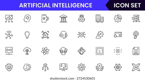 Symbole für künstliche Intelligenz, die maschinelles Lernen, neuronale Netzwerke, Automatisierung, Roboter, Datenanalyse, Algorithmen, Technologie, intelligente Systeme, KI-Anwendungen, Datenverarbeitung, Intelligenz darstellen