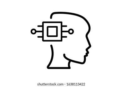 Artificial Intelligence icons .human thinking Line Style stock vector.