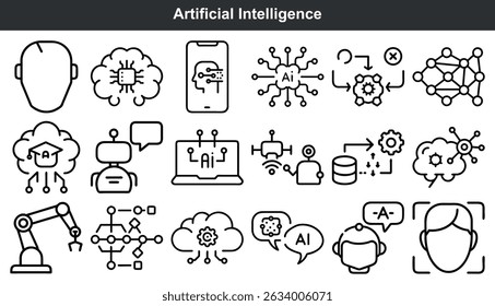 Artificial intelligence icons machine learning technology
