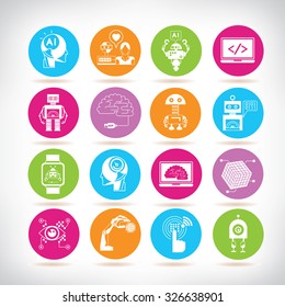 artificial intelligence icons, robot icons