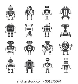 Artificial Intelligence icons, robot and cybrog icons, AI icons