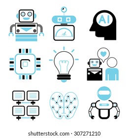 artificial intelligence icons set