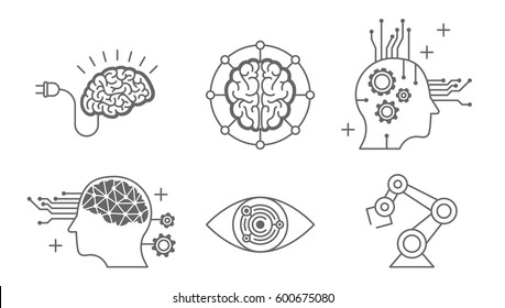 Artificial intelligence icons set