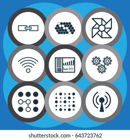 Artificial Intelligence Icons Set. Collection Of Controlling Board, Variable Architecture, Computing Problems And Other Elements. Also Includes Symbols Such As Fan, Structure, Computer.