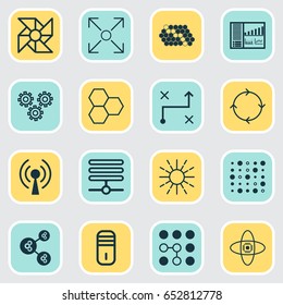 Artificial Intelligence Icons Set. Collection Of Information Base, Radio Waves, Solution And Other Elements. Also Includes Symbols Such As Network, Loop, Cooler.