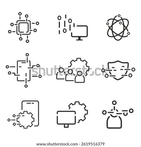 artificial intelligence icons set, digital, technology, computer