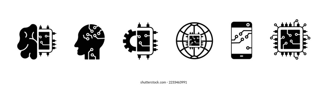 Artificial intelligence icons set. robot set of artificial intelligence vector illustration on white background.