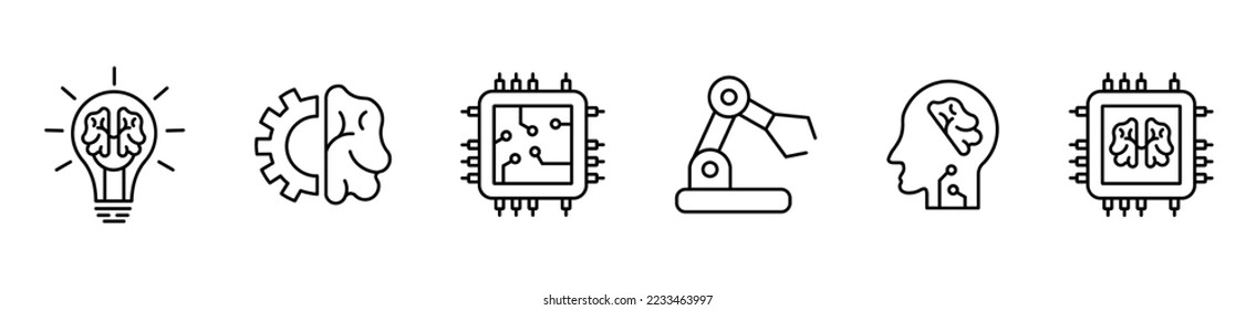 Artificial intelligence icons set. robot set of artificial intelligence vector illustration on white background.