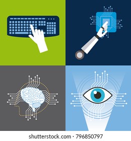 artificial intelligence icons set technology
