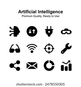 Artificial Intelligence icons set in trendy style up for premium use