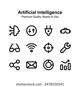 Artificial Intelligence icons set in trendy style up for premium use