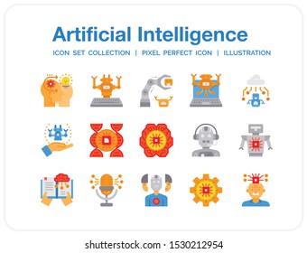 Artificial Intelligence Icons Set. UI Pixel Perfect Well-crafted Vector Thin Line Icons. The illustrations are a vector.