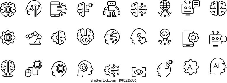 Artificial intelligence icons set vector design 