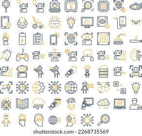 Artificial intelligence icons set, Artificial intelligence vector icons, Artificial  pack, Ai Vector icons set, Robotic vector icons set, Artificial technology set, 