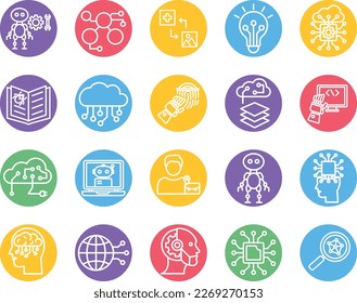 Artificial intelligence icons set, Artificial intelligence vector icons, Artificial  pack, Ai Vector icons set, Robotic vector icons set, Artificial technology set, 