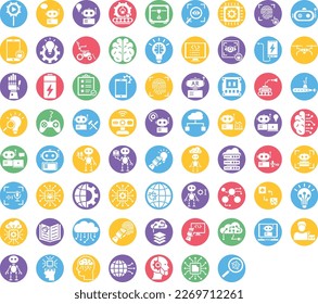 Artificial intelligence icons set, Artificial intelligence vector icons, Artificial  pack, Ai Vector icons set, Robotic vector icons set, Artificial technology set, 