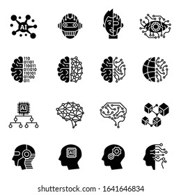 Artificial Intelligence icons set with white background.