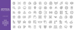 Artificial intelligence icons. Simple line art style icons pack. Vector illustration