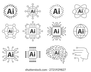 Ícones e símbolos de inteligência artificial