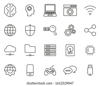 Artificial Intelligence Icons Thin Line Set Big