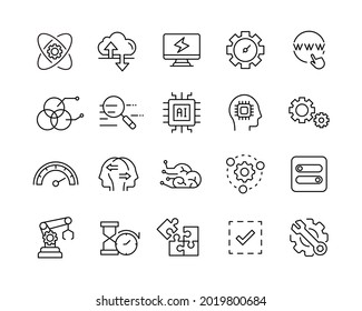 Artificial Intelligence Icons - Vector Line Icons. Editable Stroke. Vector Graphic