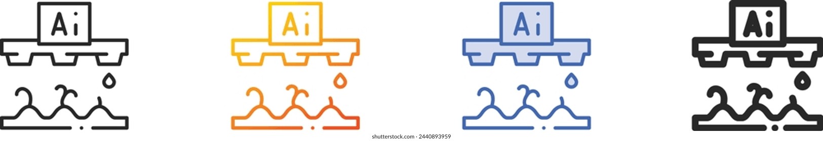 artificial intelligence icon.Thin Linear, Gradient, Blue Stroke and bold Style Design Isolated On White Background