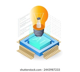 Artificial intelligence idea reference, flat isometric 3d illustration