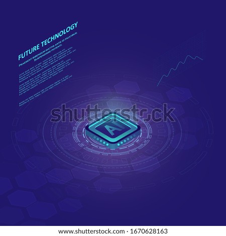 Artificial intelligence illustration. Abstract futuristic circuit board background. Hi-tech Illustration of digital technology. Graphic concept for your design.